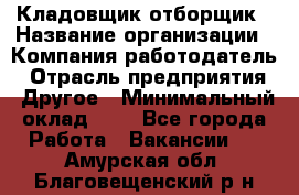 Кладовщик-отборщик › Название организации ­ Компания-работодатель › Отрасль предприятия ­ Другое › Минимальный оклад ­ 1 - Все города Работа » Вакансии   . Амурская обл.,Благовещенский р-н